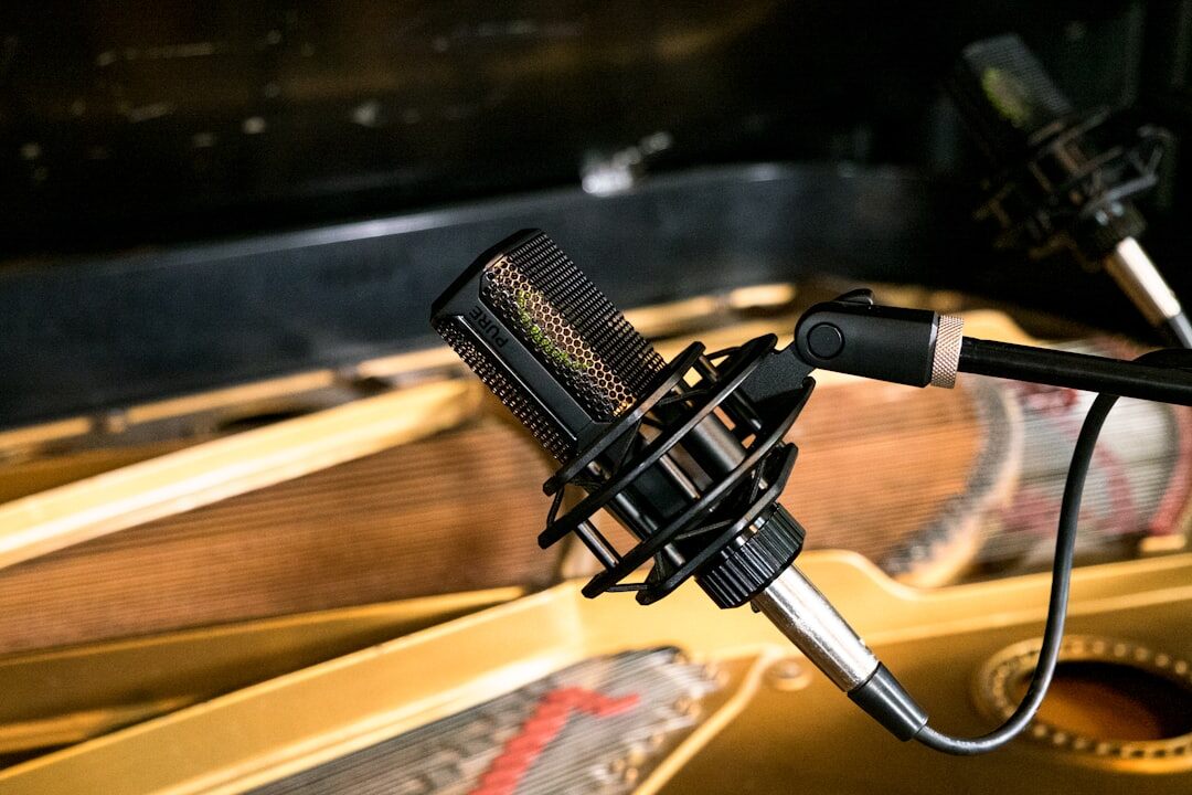 Professional microphone in a soundproofed recording studio